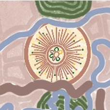 Component of Acknowledgement of Country artwork by Niketa Law. St Ambrose’s School is located on the straight stretch of Enoggera Creek. This area is called Biliba (Shin bone). The Wunya Wunya (Welcome, welcome) symbol represents our school’s position in this area. Yauar-ngari (Enoggera) meaning “song and dance".